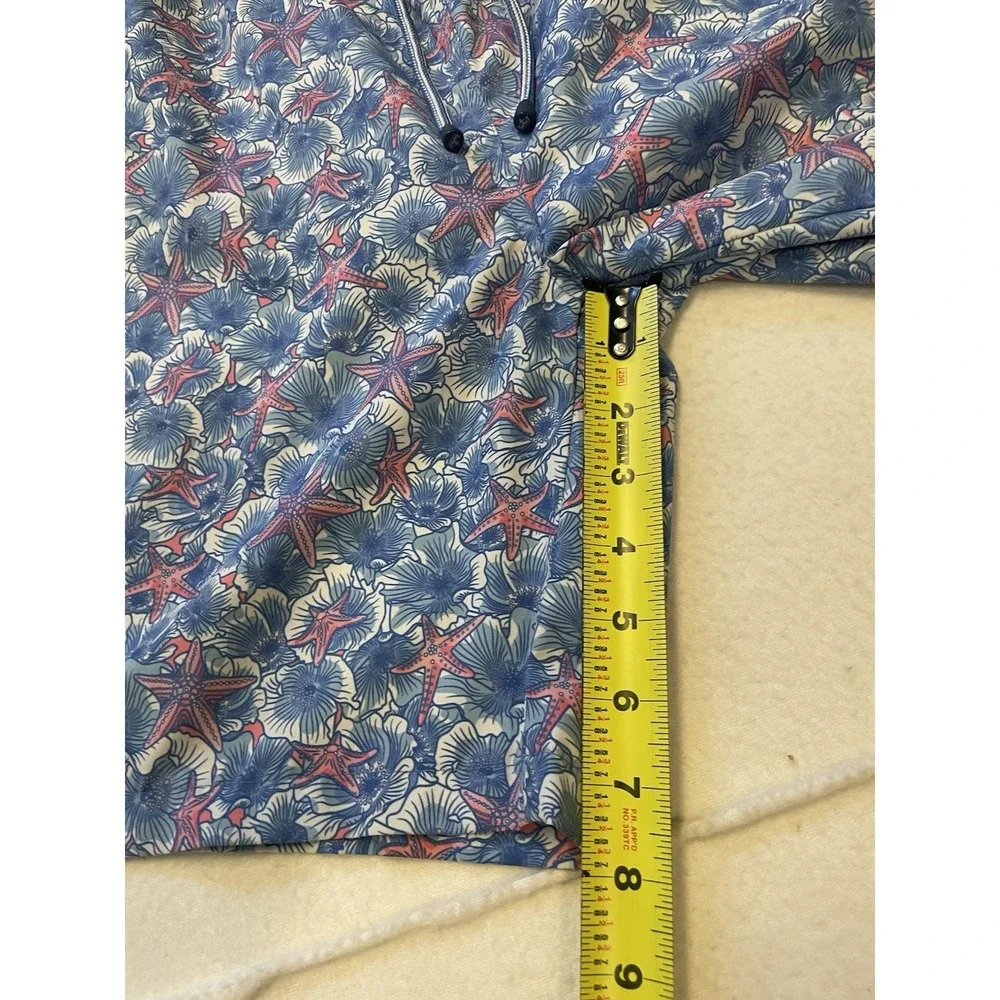 Peter Millar Seaside Lined Swim Trunks Mens Size XL AOP Starfish Blue Pockets